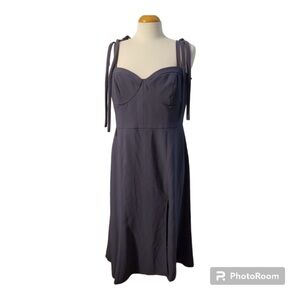 Dessy Elegant Gray Crepe Bustier Dress